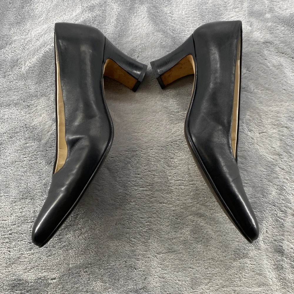 Bally Milena Black Leather Block Heel Pumps Made in Italy Womens Size 7 N